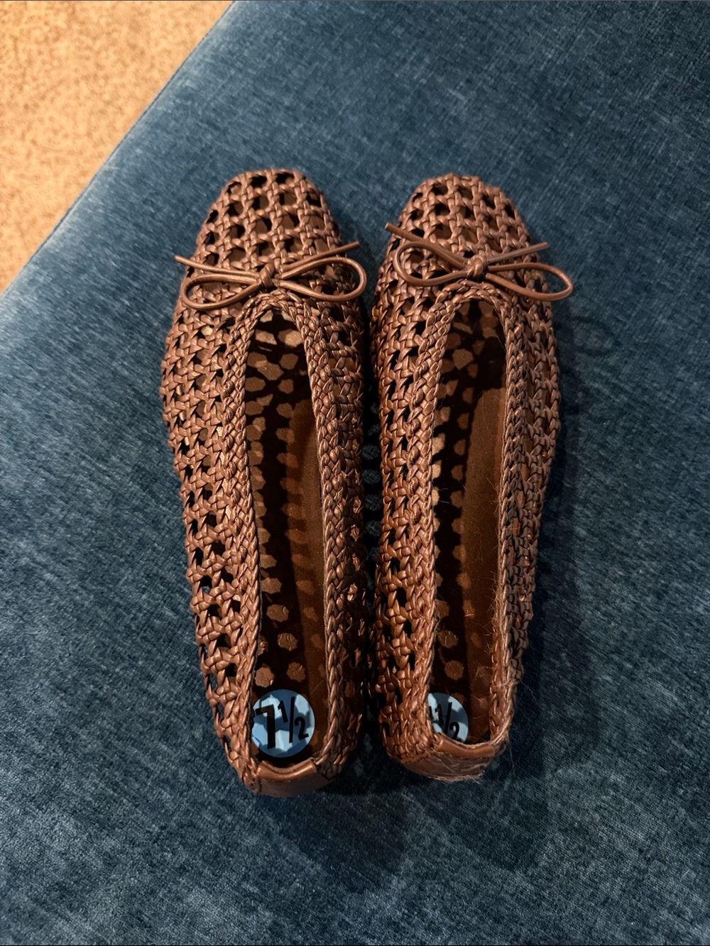 Camila Coelho Willow Brown Woven Bow Ballet Flats